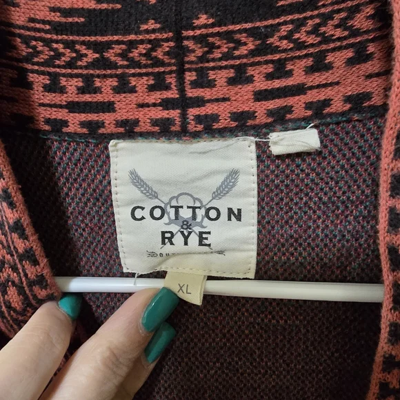 Cotton & Rye Vibrant Geometric Cardigan - Black, Pink, Turquoise - Picture 3 of 3